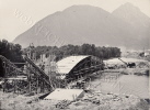 09.07.1937 Blick auf die Brückenbaustelle, im Vordergrund ist das Fundament der Nordbrücke fertiggestellt